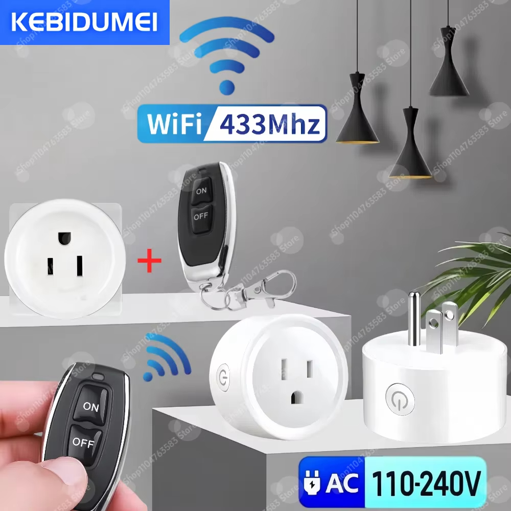 RF 433Mhz ไร้สายไฟฟ้าซ็อกเก็ตรีโมทคอนโทรลสวิทช์ US ปลั๊ก AC 110V 220V 15A ไฟฟ้า Outlets สําหรับพัดลมโคมไฟเครื่องชงกาแฟ