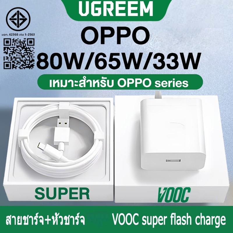 ของแท้ oppo33W 65W 80W ชาร์จเร็วสุดทุกชุดรับประกันหนึ่งปี
