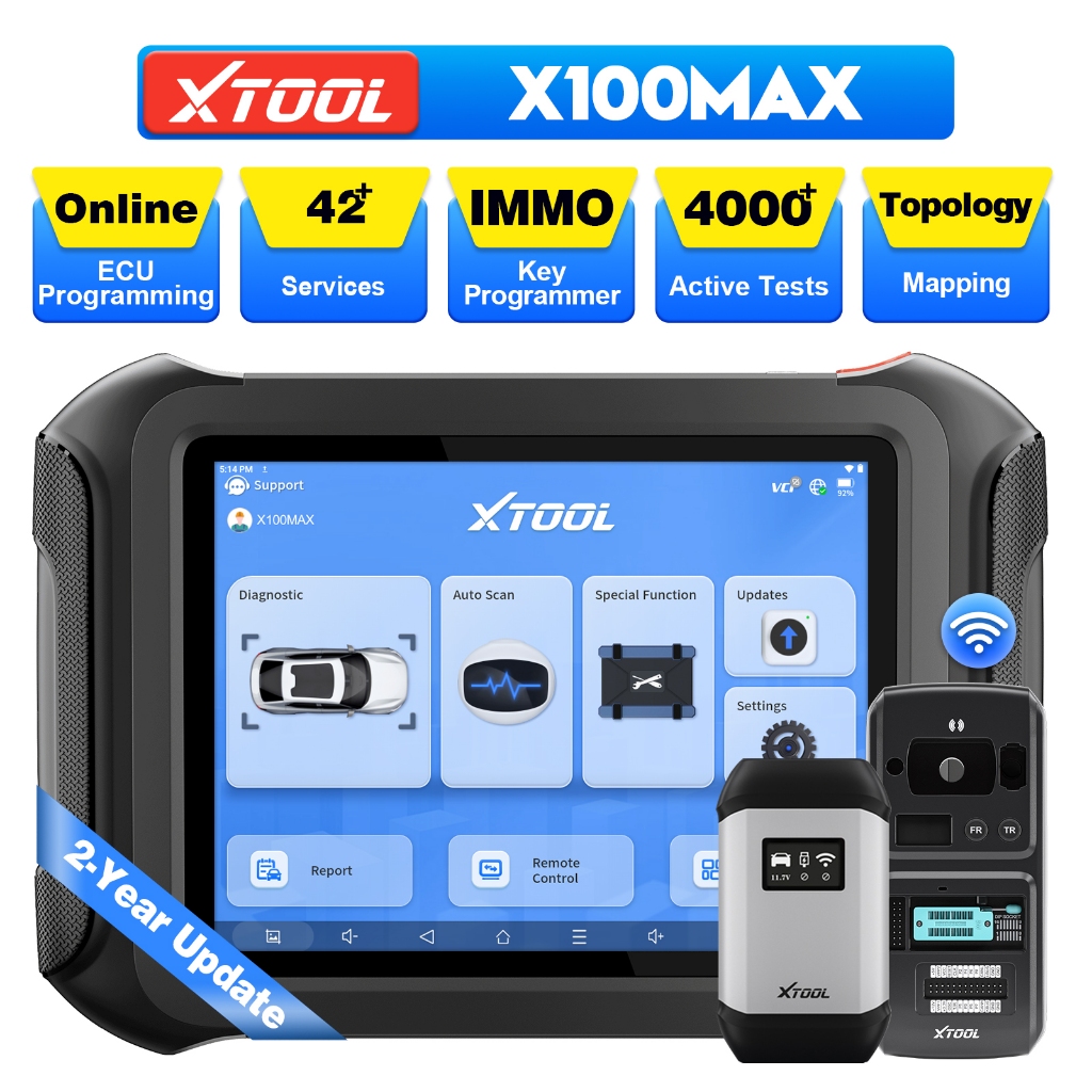 XTOOL X100MAX Key Programmer Auto IMMO OBD2 Scanner 42+Reset All System Bidirectional ECU Coding PMI
