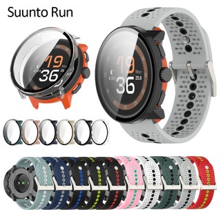 สําหรับ Suunto Run strap case กระจกนิรภัยป้องกันหน้าจอ Hard PC กรอบคู่สี smart watch band strap