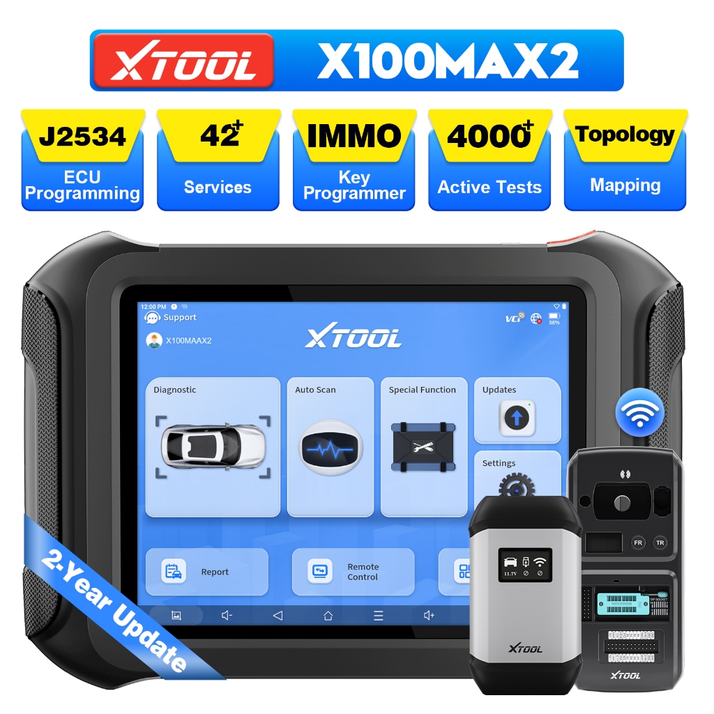 XTOOL X100MAX2 J2534 IMMO Key Programmer ECU Programming & Coding OBD2 Scanner 42+ Resets CANFD DOIP
