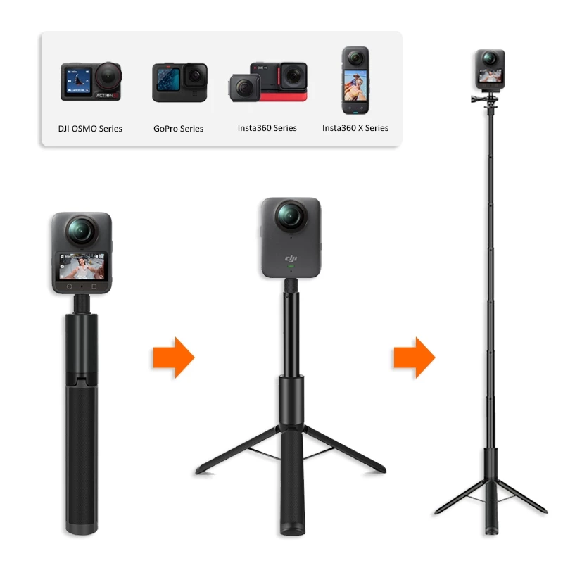 Insta360 X5 / X4 Air / X4 / X3 300cm Invisible Selfie Stick ไม้เซลฟี่ที่มองไม่เห็นขาตั้งกล้อง 2-in-1 อลูมิเนียมอัลลอยด์ Extension Rod(OEM) thumbnail 8