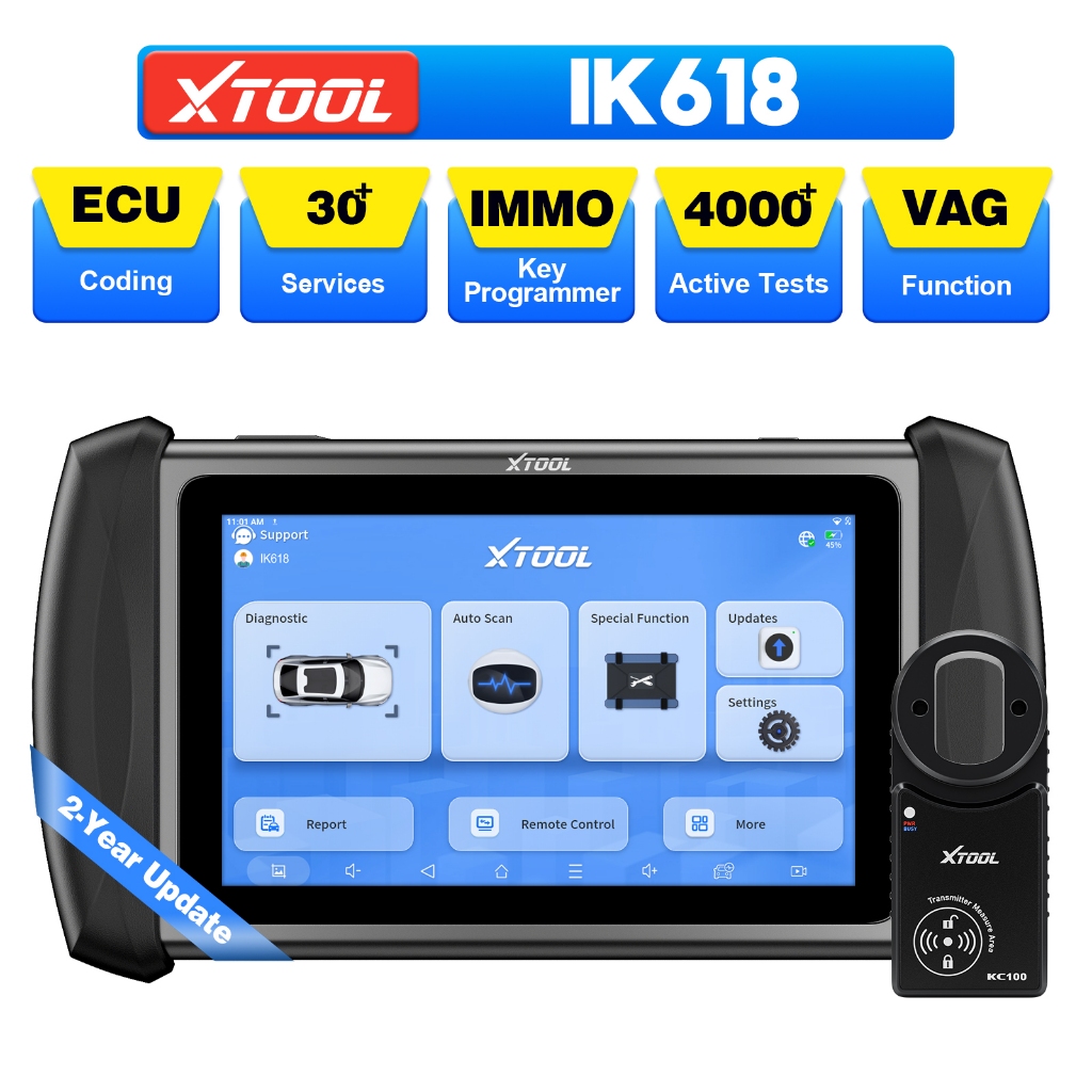 XTOOL IK618 IMMO Key Programming Tool Full System Diagnostic OBD2 Scanner ECU Coding 30+Resets CANFD