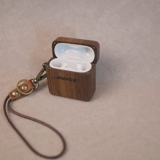เหมาะสําหรับ Bose QuietComfort Earbuds II/Ultra Walnut หูฟังไม้เนื้อแข็งเคสป้องกัน
