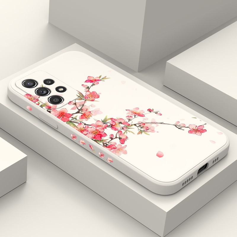 SAMSUNG เคสโทรศัพท์สําหรับSamsung Galaxy A72 A52 A52S A42 A32 A22 A12 A02 A02S 4G 5G Pink Blossomซิลิโคน