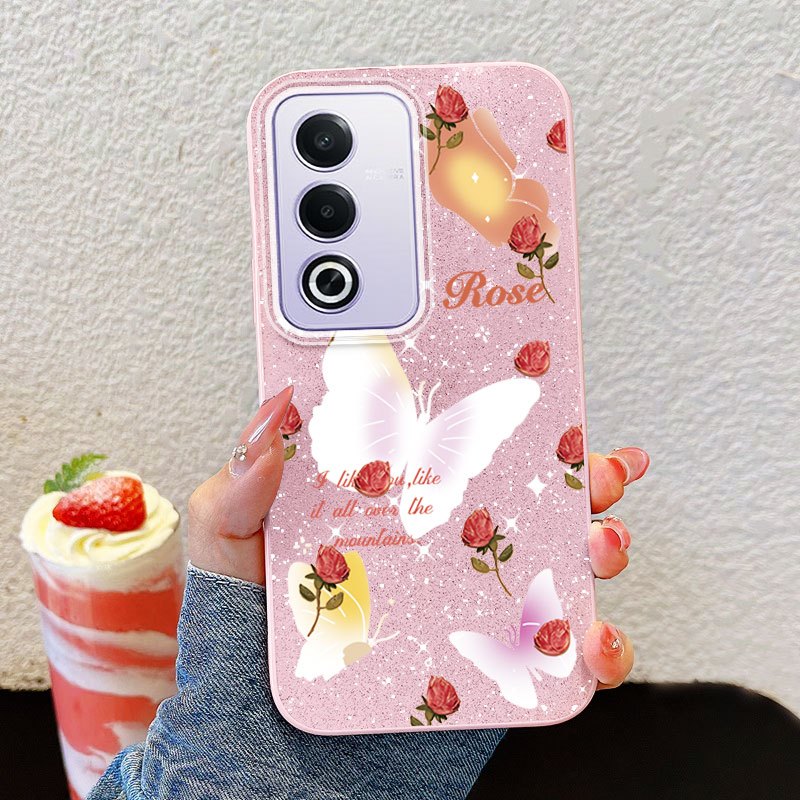 VRQR สําหรับ Oppo A3 Pro 5G A3X A3 5G 4G A18 A38 4G ปลอกผีเสื้อสีขาว Shinning Brightly Anti Drop Hard IMD เคสโทรศัพท์