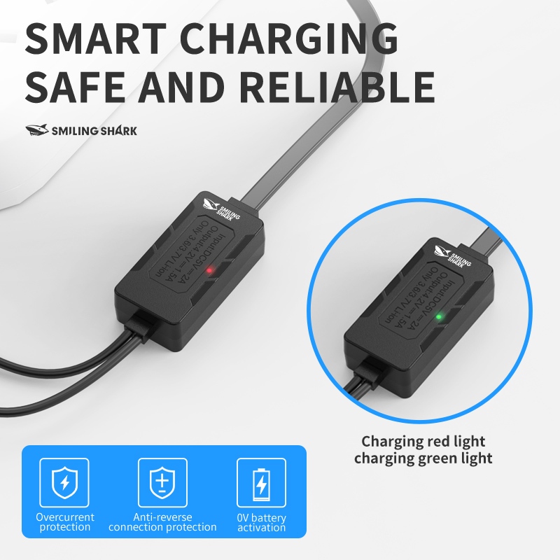 SmilingShark CDQ22 ไฟฉายชาร์จได้ รองรับแบตเตอรี่แบบ 18650, 26650, 26800, 21700 มีระบบชาร์จอัจฉริยะ — صورة 5