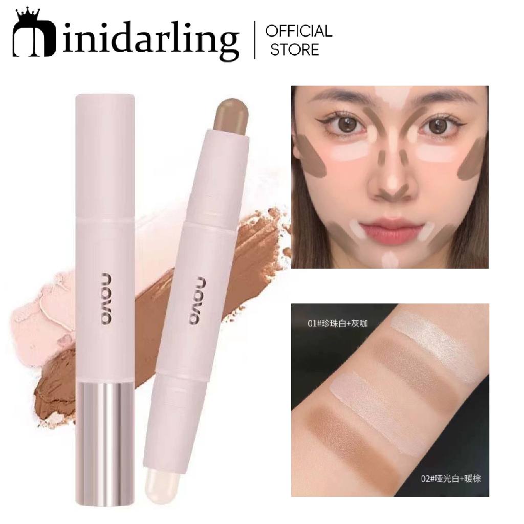 Novo 2 in 1 ไฮไลท์ & คอนทัวร์ แบบแท่ง สองหัว สําหรับแต่งหน้า