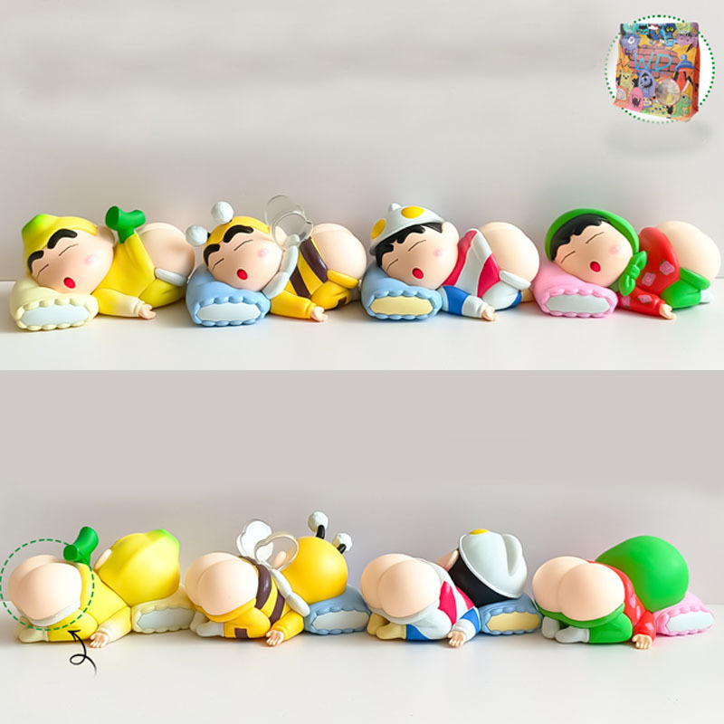 4 ชิ้น 4 ซม.-5 ซม.อะนิเมะ Crayon Shin-chan ชุดนอนหยิกก้นของคุณ PVC รูปสะสมของเล่น