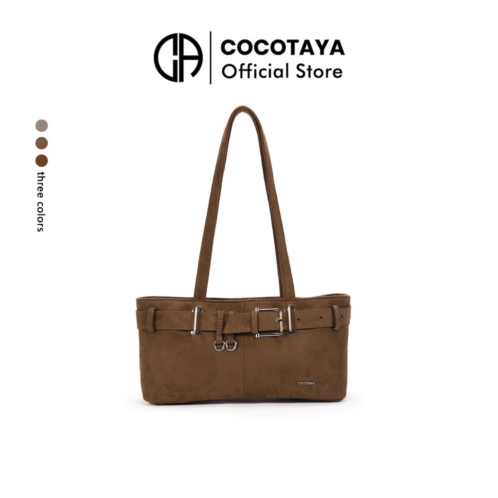 (COCOTAYA) กระเป๋าใต้วงแขนดีไซน์หรูสไตล์เกาหลีรุ่นใหม่ ตกแต่งด้วยเข็มขัด สะพายไหล่ได้อเนกประสงค์