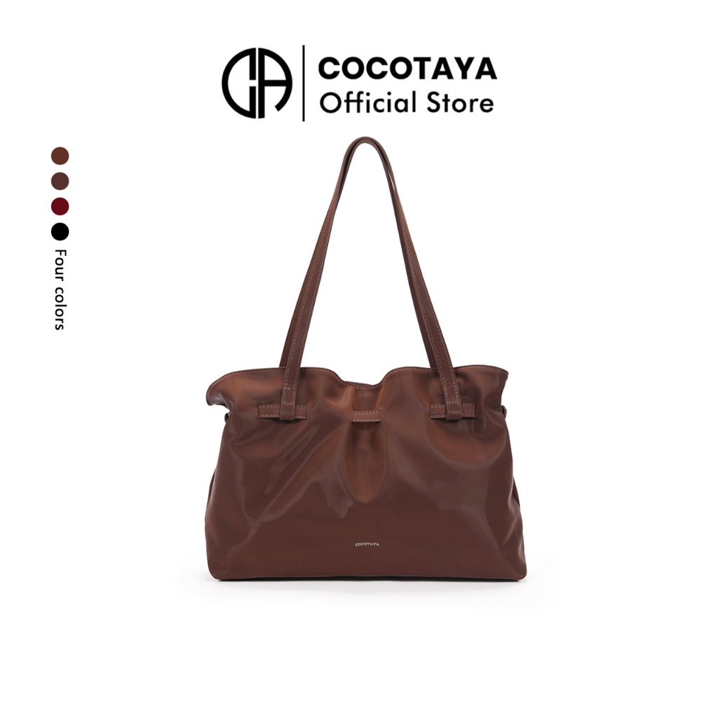 ((COCOTAYA) กระเป๋ากันน้ําPUเคลือบเงา ทรงสะพายและถือ มีความจุขนาดใหญ่)