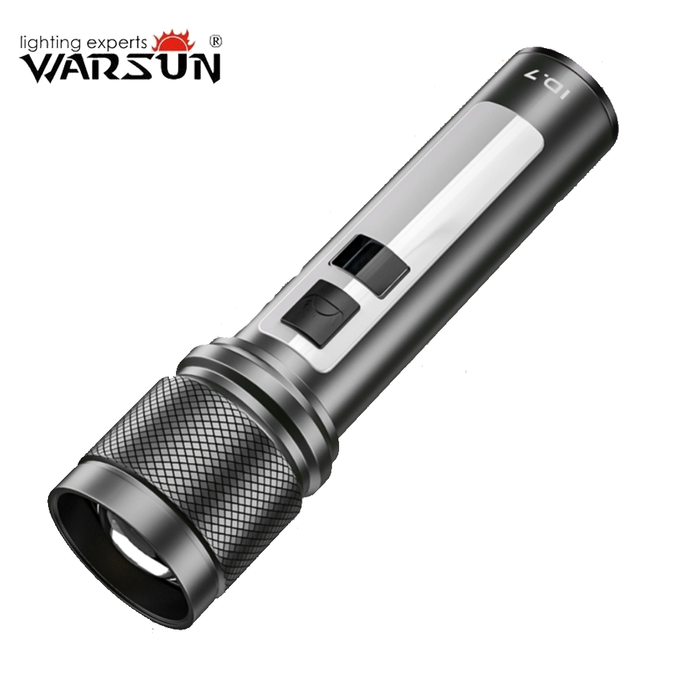 Warsun ID7 ไฟฉาย LED USB-C ซูมได้ มีไฟข้าง โหมดแฟลช กันน้ำ สว่างมาก