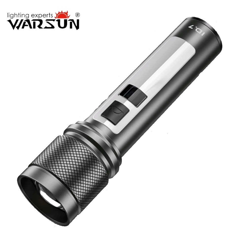 Warsun ID7 ไฟฉาย LED USB-C ซูมได้ มีไฟข้าง โหมดแฟลช กันน้ำ สว่างมาก