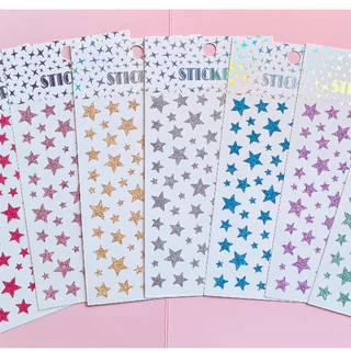 สติกเกอร์ตกแต่งรูปดาวห้าแฉกแวววาวด้วยเกล็ดสีทองน่ารัก