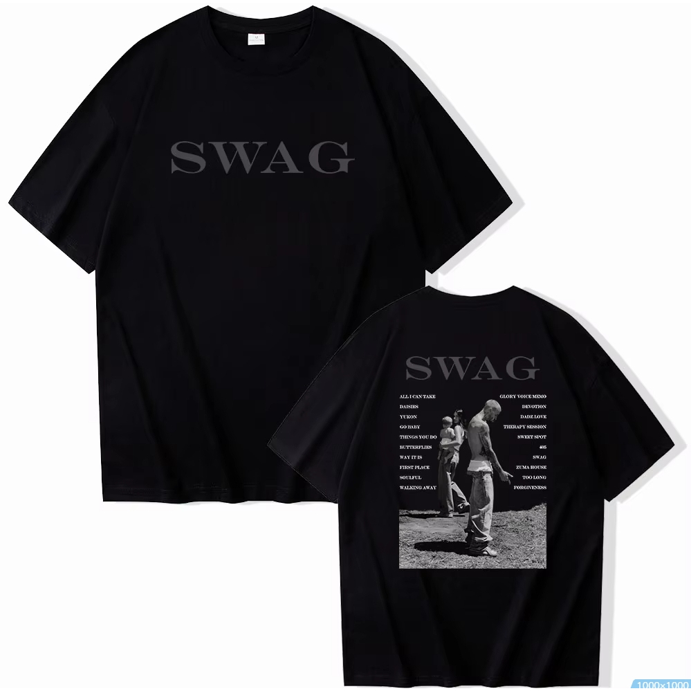 Camisa Swag Justin Bieber เสื้อยืด SWAG 2025 Justin อัลบั้มเสื้อยืด 2 ด้าน O-คอแขนสั้นเสื้อแฟน
