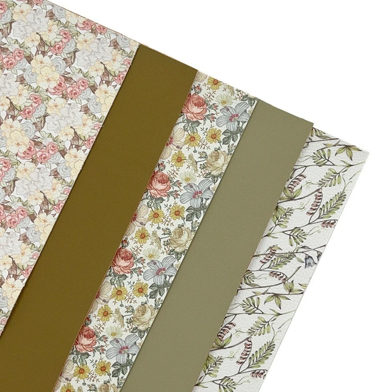 Olive Green Secret Garden พิมพ์หนังเทียม diy Handmade หนังเหมาะสําหรับหัตถกรรมเครื่องประดับผมกิ๊บติด