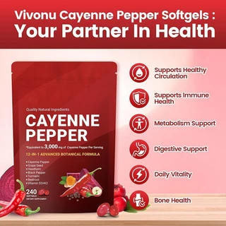 Cayenne Pepper Complex Softgels 240 แคปซูล สูตรสมุนไพร 12-in-1 3000มก. เนื้อหาสูง