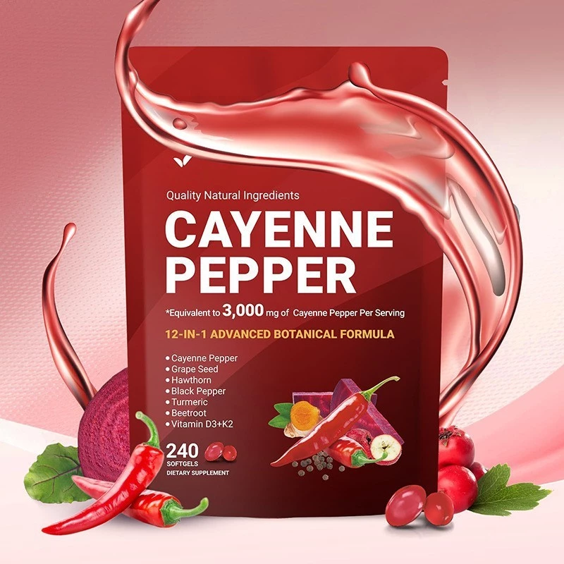 Cayenne Pepper Complex Softgels 240 แคปซูล สูตรสมุนไพร 12-in-1 3000มก. เนื้อหาสูง