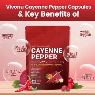 Cayenne Pepper Complex Softgels 240 แคปซูล สูตรสมุนไพร 12-in-1 3000มก. เนื้อหาสูง