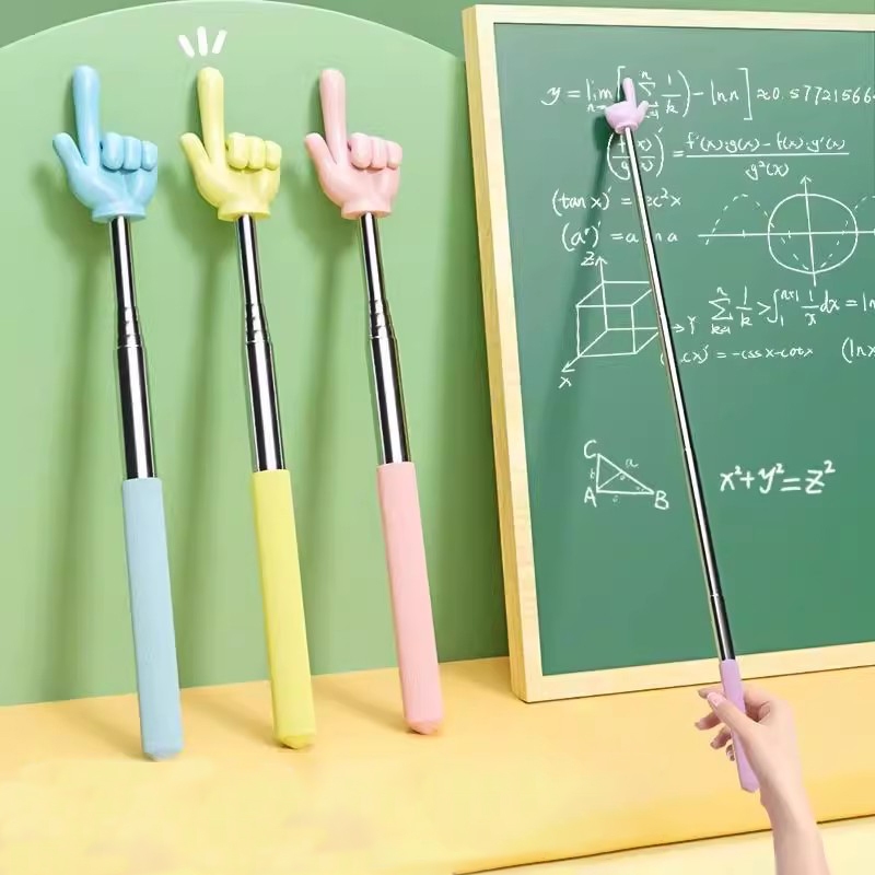 Creative Finger Reading Sticks Kawaii Telescopic Rod สแตนเลสการสอน Pointer Retractable Professional Finger Design Classroom Pointer Sticks เครื่องเขียนอุปกรณ์สํานักงาน