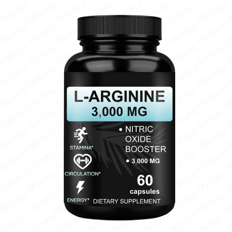 L-Arginine 60 แคปซูล 3000 มก. ไนตริกออกไซด์สูง บูสเตอร์ เพิ่มความอดทนและพลังงาน