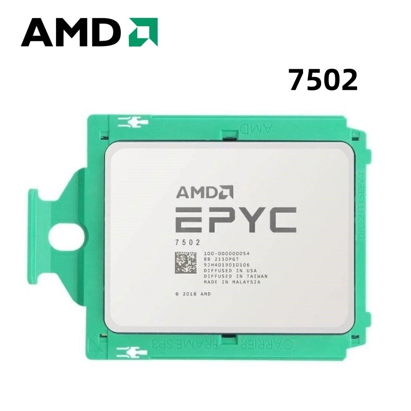 EPYC 7502 7002 Series Servers CPU โปรเซสเซอร์ (32C/64T) 180W ซ็อกเก็ต SP3 DDR4 CPU 100-000000054