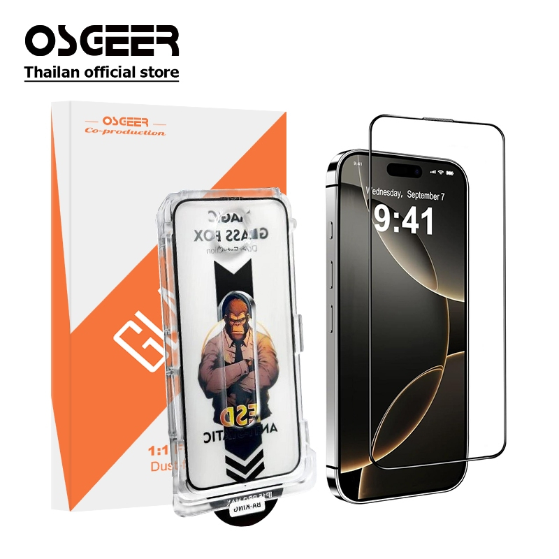Osgeer 9H+ กระจกสําหรับ iPhone 11 12 13 14 15 16 16e pro max ตัวป้องกันหน้าจอ, [กันกระแทกเกรดทหารและความทนทานยาวนานที่สุด] กระจกนิรภัยแบบเต็มความคุ้มครอง - Matte