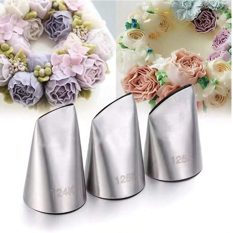 ชุดหัวฉีดท่อไอซิ่งกลีบกุหลาบ (124K, 125K, 126K) - เครื่องมือตกแต่งเค้กฟองดองระดับพรีเมียมสําหรับการอบและขนม