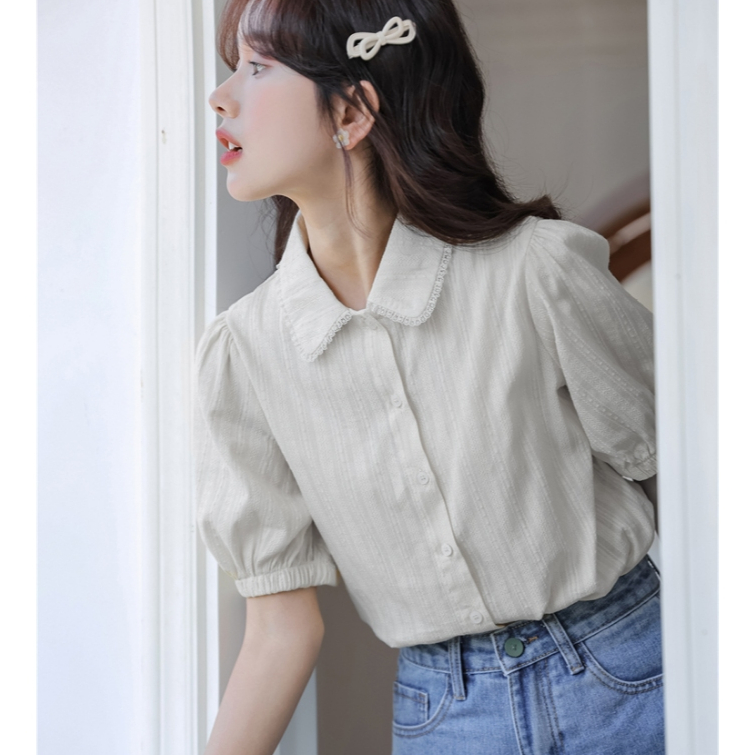 Laterme เสื้อเชิ้ตแขนสั้น แบบบาง ทรงหลวม สีขาว แฟชั่นฤดูร้อน สําหรับผู้หญิง
