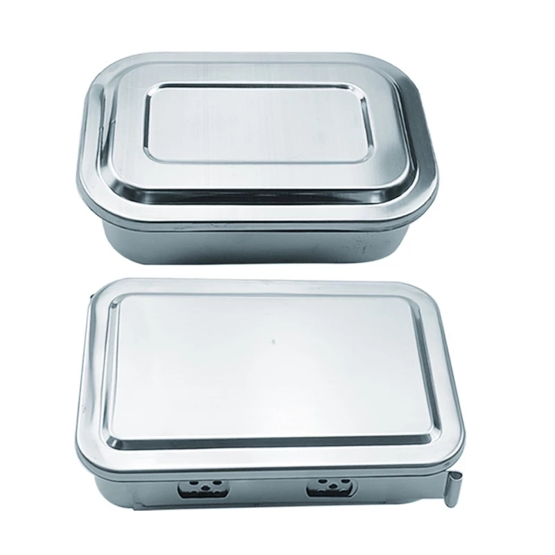 IStainless Steel nstruments ถาดกล่องเก็บของสแตนเลสพร้อมฝาปิด Steriliser คอนเทนเนอร์