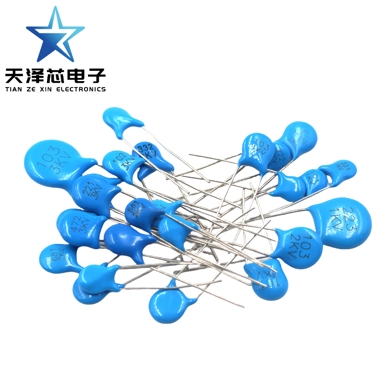 ตัวเก็บประจุเซรามิกแรงดันสูงโดยตรง 101/151/221/331K 471K 561K 681K 1/2/3/6/10KV