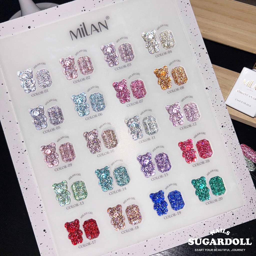 พร้อมส่งในBangkokเจลแฟลช สีเจลทาเล็บ 20สี MILAN ฟรีชาร์ทสี ส่งไว้ สีเจลแฟลช ส่งเร็วๆ ยาทาเล็บเจล