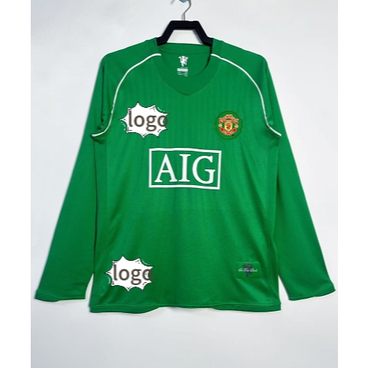 0708 คุณภาพสูง jersey Manchester United VAN DER SAR ผู้รักษาประตูคลาสสิกวินเทจย้อนยุคหลวม ventilate 