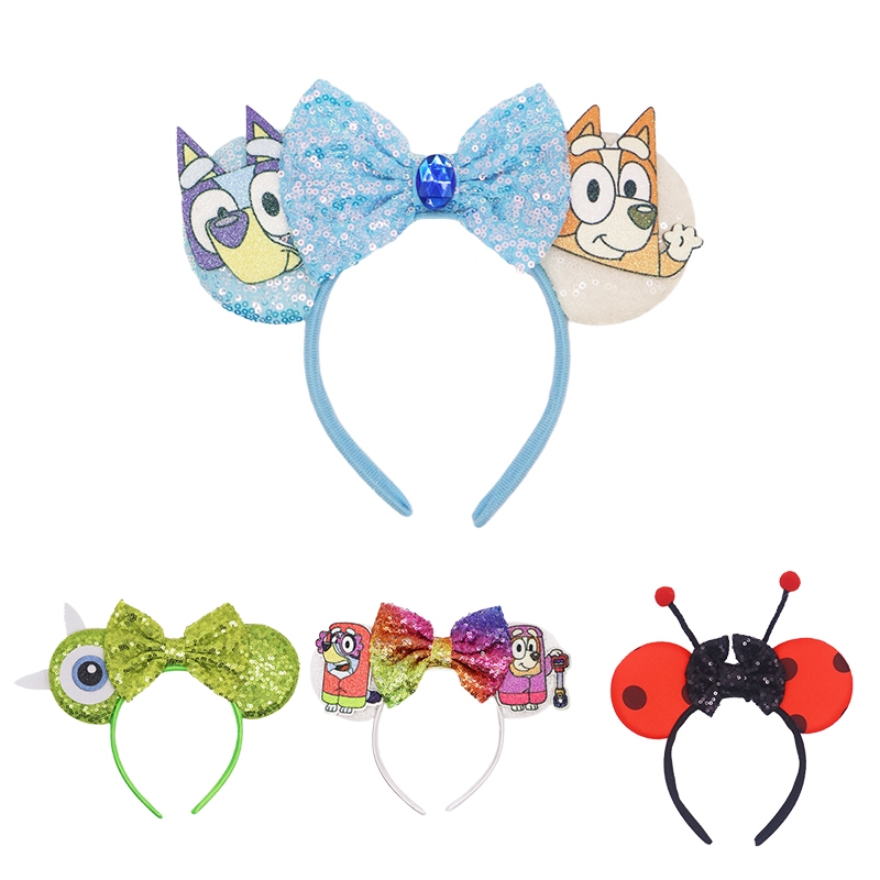 ที่คาดผมธีมฮาโลวีนสัตว์ Bluey Monsters University Ladybird เลื่อมโบว์ Headwear