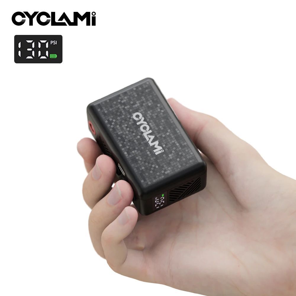 ปั๊มลมอัตโนมัติ CYCLAMI AM6 พกพาได้ง่าย สำหรับจักรยานและรถจักรยานยนต์ มีการแสดงค่าความดัน