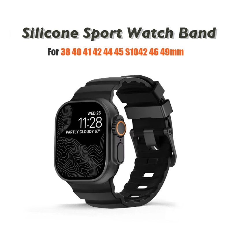 กีฬาซิลิโคนวงไทเทเนียมโลหะสร้อยข้อมือสําหรับ แอปเปิล ดู พิเศษ 2 10 9 8 7 6 กับ 5 4 3 2 1 สําหรับ iดู 38 มม.40 มม.41 มม.42 มม.44 มม.45 มม.46 มม.49 มม.