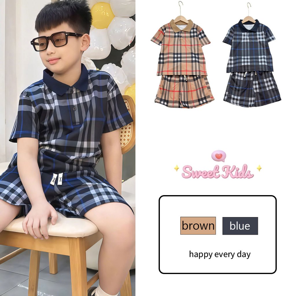 SweetKids พร้อมส่งจากกทม🌸ชุดเซ็ทเด็กชาย🍓เสื้อแขนสั้นและกางเกงขาสั้นเด็ก ฤดูร้อน ลำลอง ระบายอากาศได้ ไม่ร้อนอบอ้าว บางและสบาย
