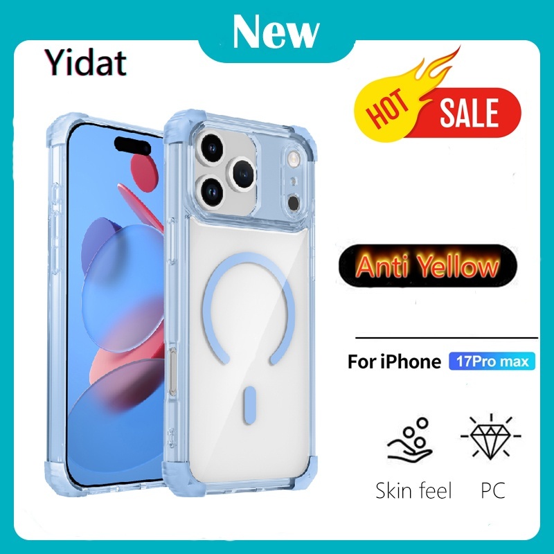 ถุงลมนิรภัยโปร่งใสแม่เหล็ก Hard Case สําหรับ iPhone 17 16 15 14 13 12 Pro Max 16 15 Plus 17Air กันกระแทกป้องกัน Clear Cover ราคาถูก Shopee Lazada