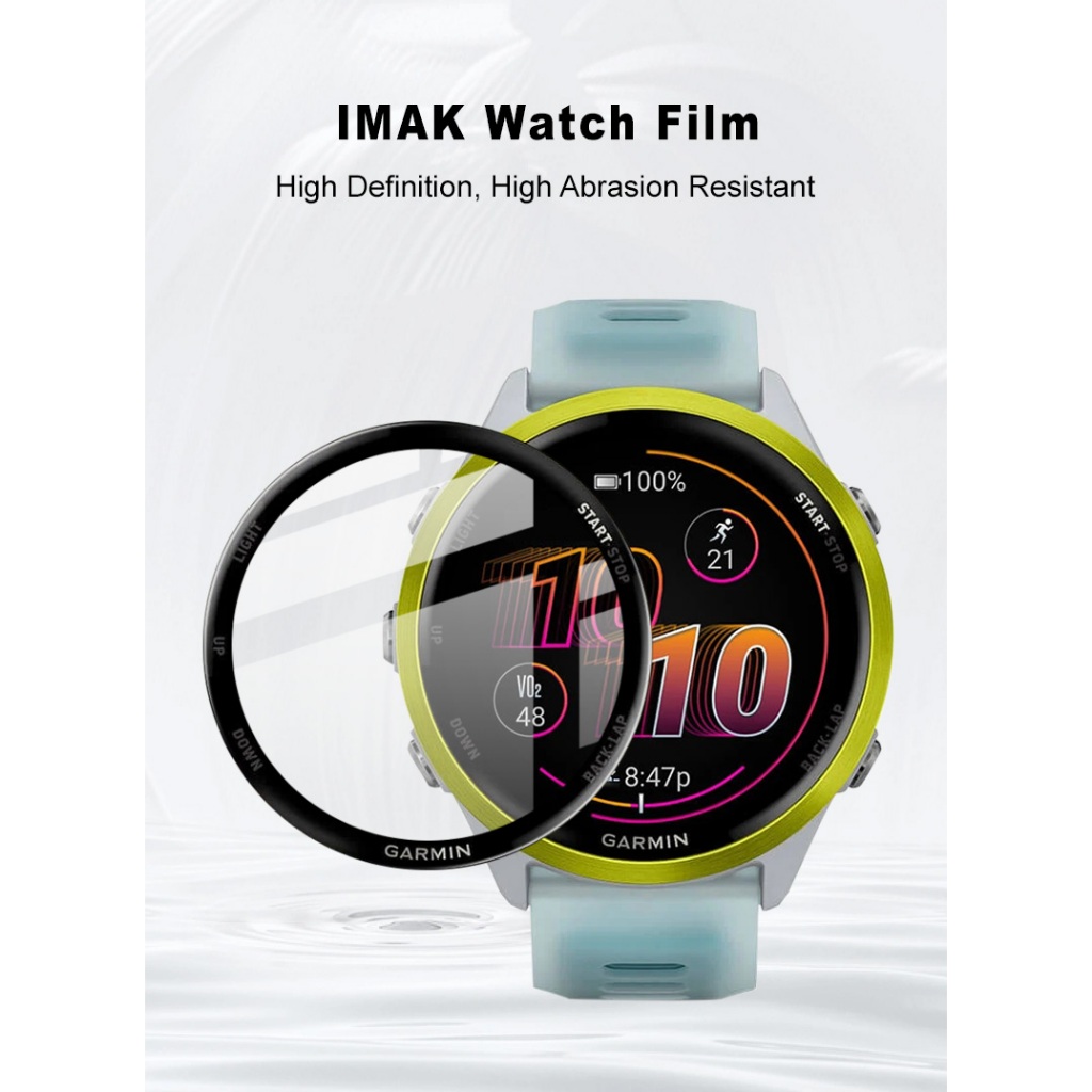 Garmin Forerunner 570 47 มม.กระจกนิรภัยอะคริลิคป้องกันหน้าจอ Imak 3D โค้งเต็มรูปแบบฟิล์มสมาร์ทวอทช์
