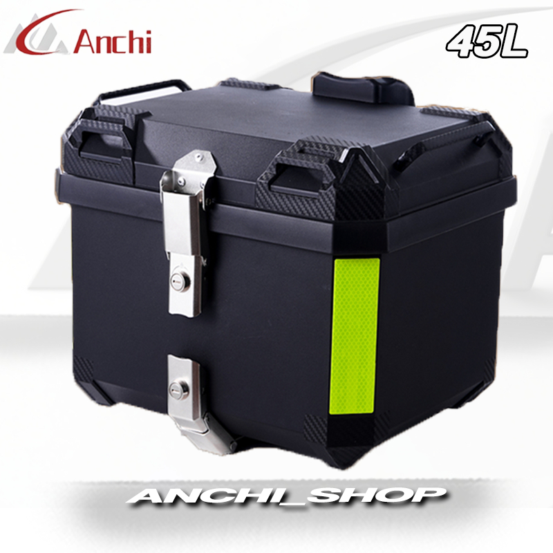 Anchi กล่องหลัง กล่องท้ายมอไซค 45L มีแถบสะท้อนแสง พร้อมอุปกรณ์ถาดติดตั้ง พร้อม เ