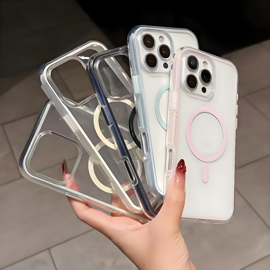 สองชั้นฝ้าภายในและภายนอกเคสโทรศัพท์แม่เหล็กเข้ากันได้สําหรับiphone15promax 14promax 13promax 15pro 14pro 13pro 11 12promax 15plus Antiลายนิ้วมือปลอกกันกระแทก
