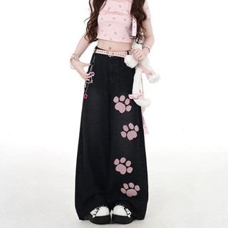 Floerns S-6XL งานปักลาย กางเกงกระบอก กางเกงยีนส์