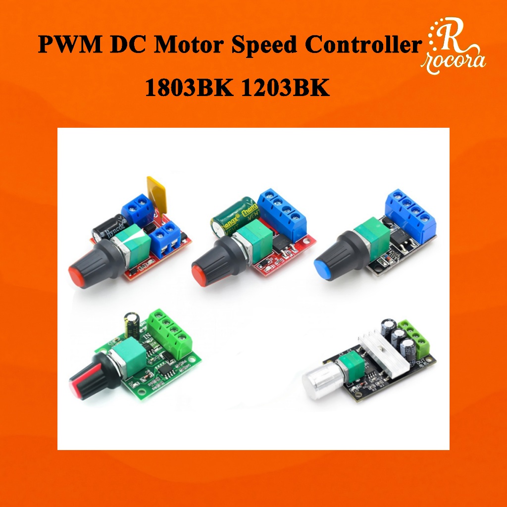 ตัวควบคุมความเร็วมอเตอร์ DC PWM 2A 3A 5A 10A ปรับความเร็ว พร้อมสวิตช์ รุ่น 1803BK 1203BK