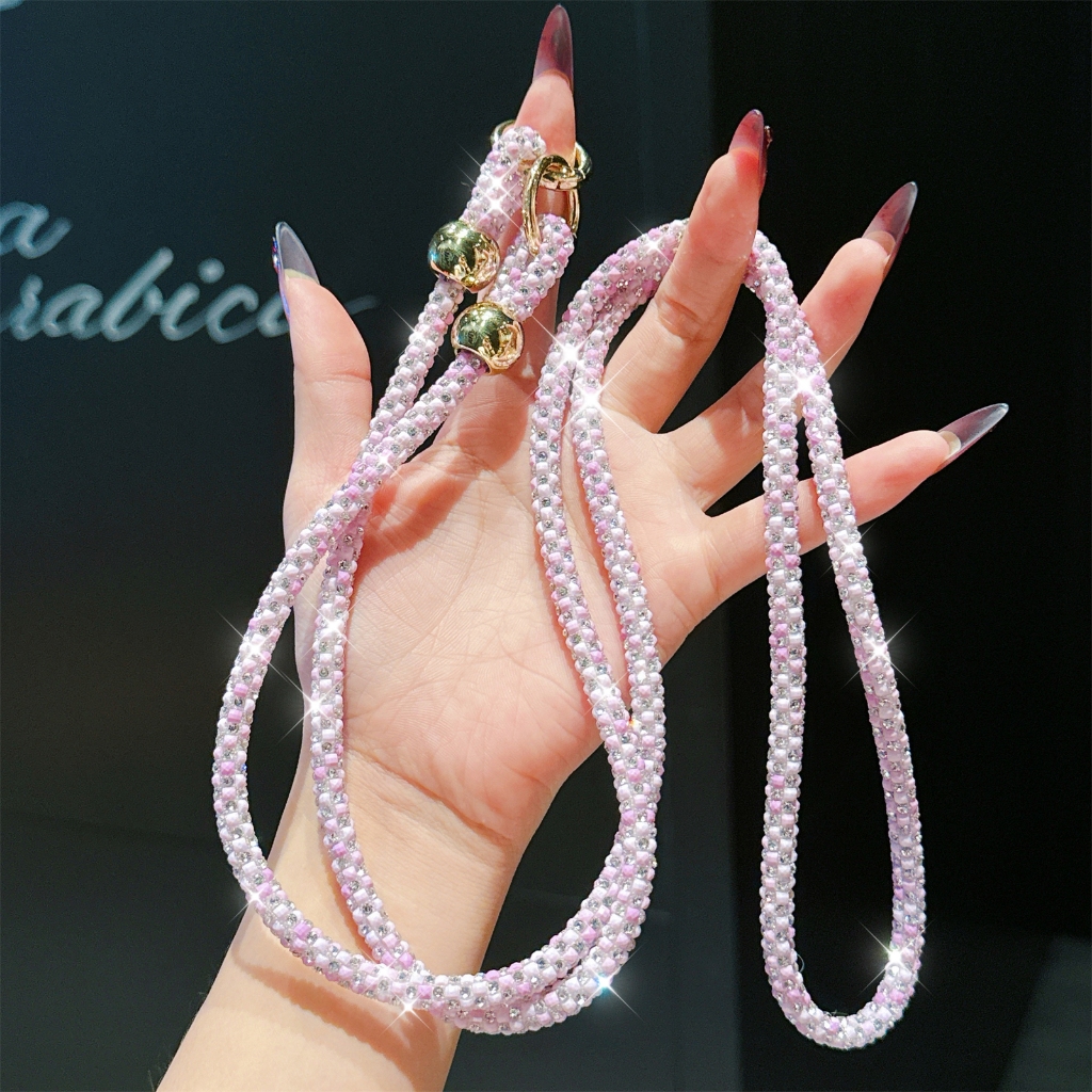 เต็มเพชรข้ามร่างกายโทรศัพท์มือถือป้องกันการสูญหายเชือกเส้นเล็กสไตล์ยาวสามารถกลับกรณีโทรศัพท์มือถือกระเป๋าสากลเชือกแฟชั่นทุกการแข่งขันป้องกันการสูญ
