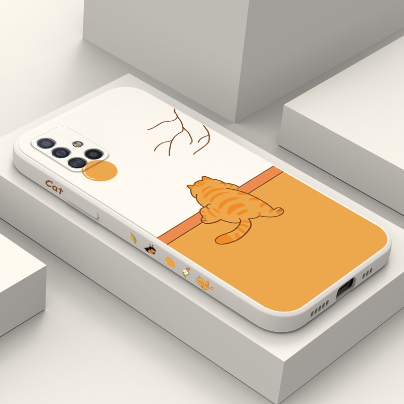 SAMSUNG เคสโทรศัพท์สําหรับSamsung Galaxy A71 A51 A31 A21S A11 A50 A30 A30S A20 A20S A10 4G 5G Note 20 Ultraสีส้มแมวปลอก