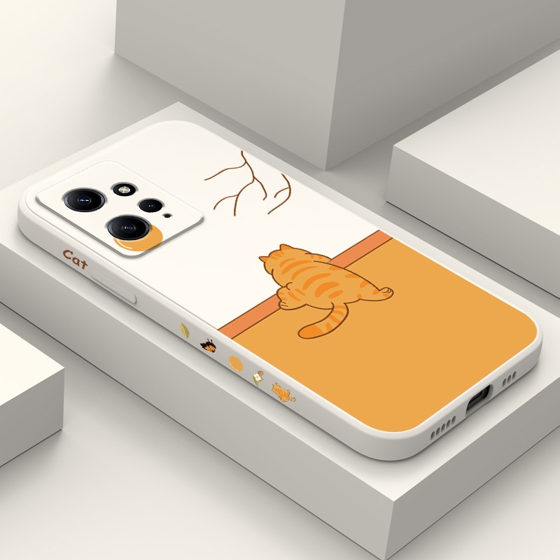 เคสโทรศัพท์แมวสีส้มสําหรับ Redmi Note 14 Pro Plus 13 Pro + 12 Turbo 4G 5G ฝาครอบแฟชั่น
