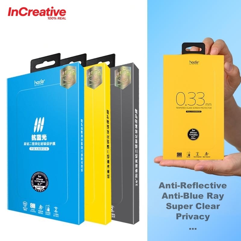 Hoda ฟิล์มกรองแสงกันรอย screen protector สำหรับ iPhone 17/16/15 Pro Max/Air - ป้องกันการสะท้อนแสง คุมเข้มความเป็นส่วนตัว ป้องกันรังสีสีฟ้า ครอบคลุมเต็มจอ HD tempered glass