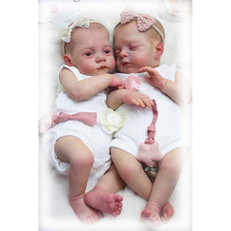 18 นิ้ว Twins Irys และ Lily Reborn ตุ๊กตาเด็ก - ตุ๊กตาสําเร็จรูปทํามือ 3D ผิวหลายชั้นภาพวาดหลอดเลือด