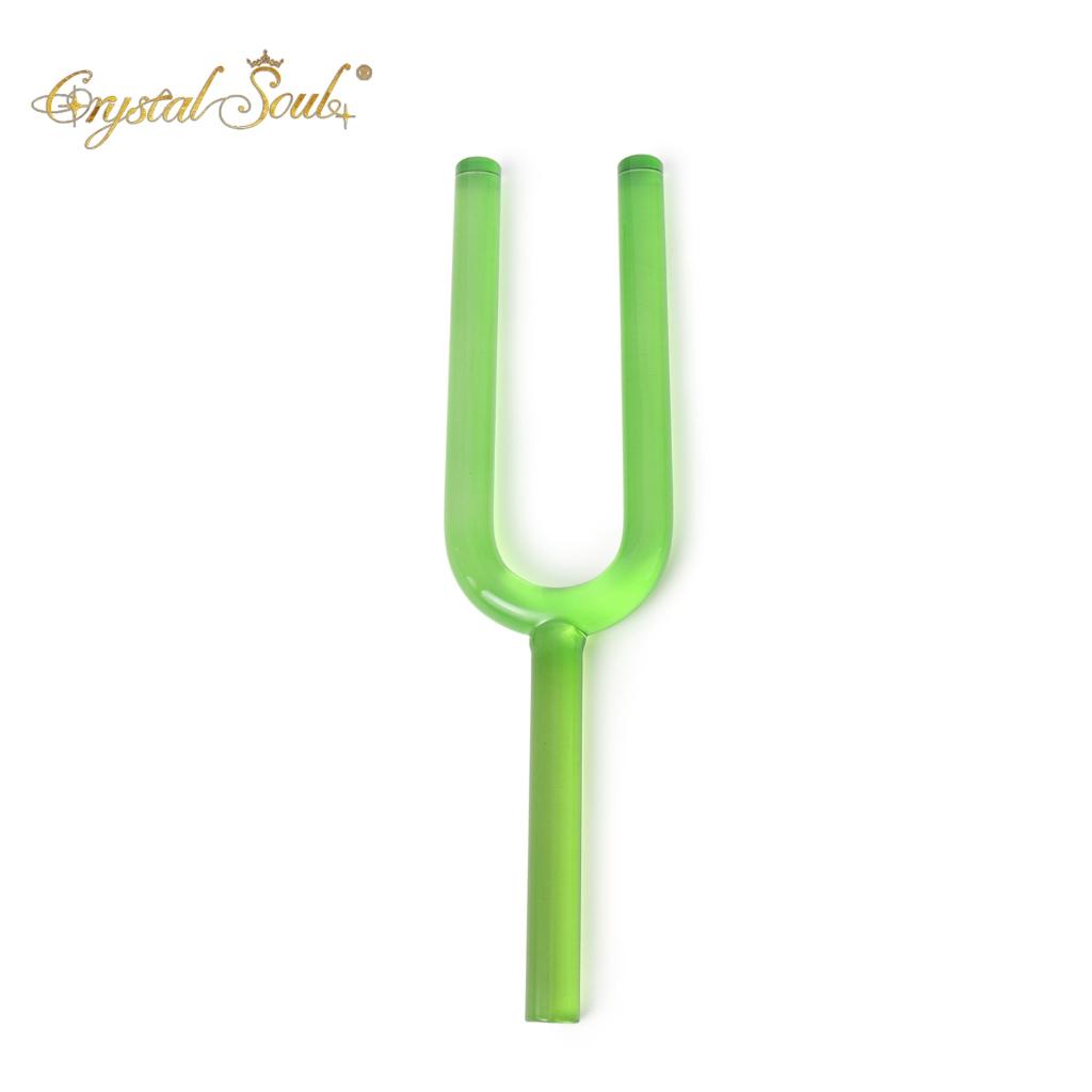 Crystal Soul Crystal Tuning Fork 432Hz Green Crystal Singing Fork Customizable ใช้สำหรับโยคะการนั่งส