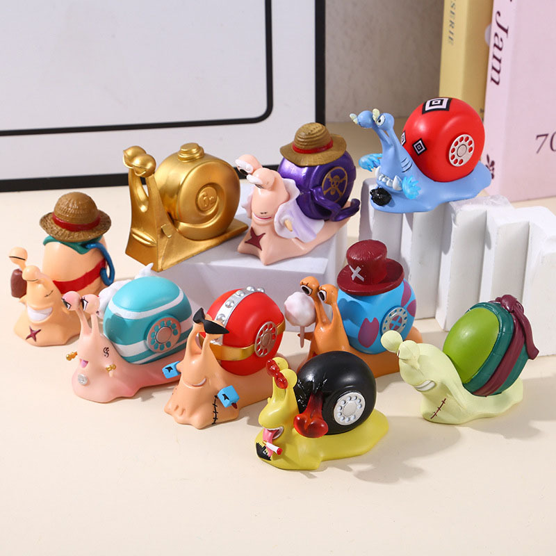 9 ชิ้นอะนิเมะ One Piece รูป Luffy Den Den Mushi Doflamingo กฎหมาย Ace โทรศัพท์ Snail Worm Pvc คอลเลกชันของเล่นของขวัญ